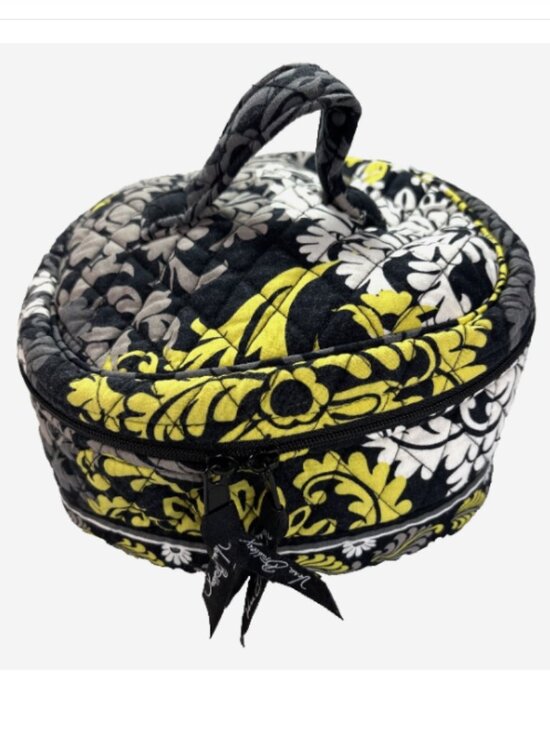 Vera Bradley Handbags - Vera Bradley Baroque Round Cosmetic Bag Travel Case Black Yellow